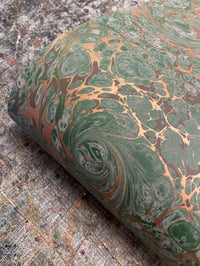 Image 5 of 'Earthy Green Swirl' // one-of-a-kind hand marbled paper 