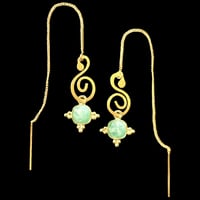 Image 1 of SWIRL String Earrings x Amazonite Stone Square