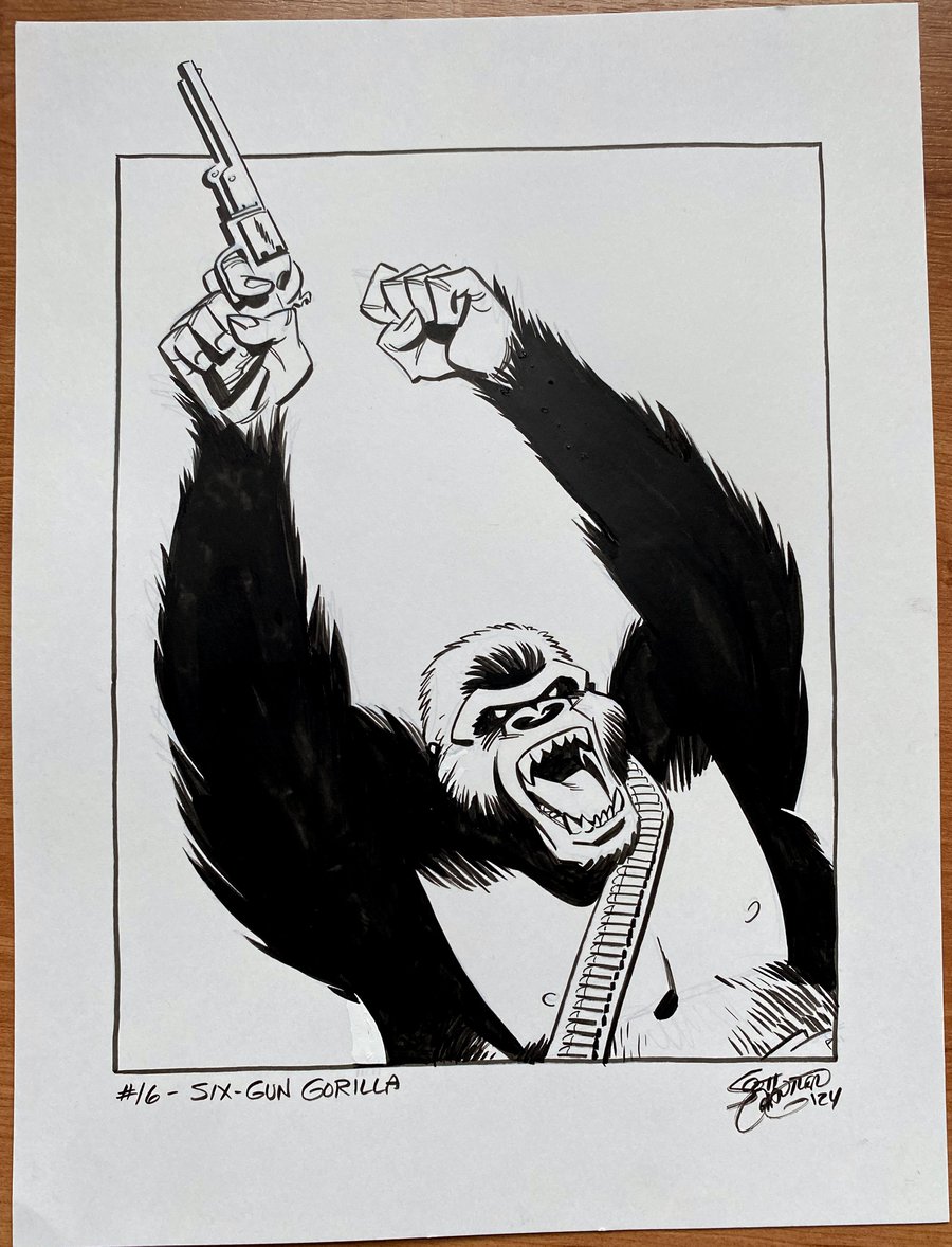 Image of Pulptober Day 16: SIX-GUN GORILLA