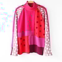 Image 3 of red pink magenta polka dots patchwork 10/12 sweater shirt top courtneycourtney longsleeve raglan