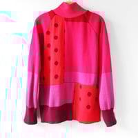 Image 6 of red pink magenta polka dots patchwork 10/12 sweater shirt top courtneycourtney longsleeve raglan