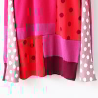 Image 4 of red pink magenta polka dots patchwork 10/12 sweater shirt top courtneycourtney longsleeve raglan