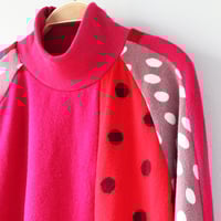 Image 2 of red pink magenta polka dots patchwork 10/12 sweater shirt top courtneycourtney longsleeve raglan