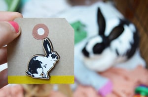 Falafel the Bunny Wooden Brooch