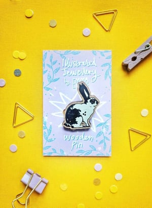 Falafel the Bunny Wooden Brooch