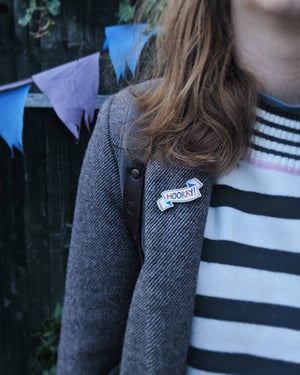 Hooray Wooden Brooch