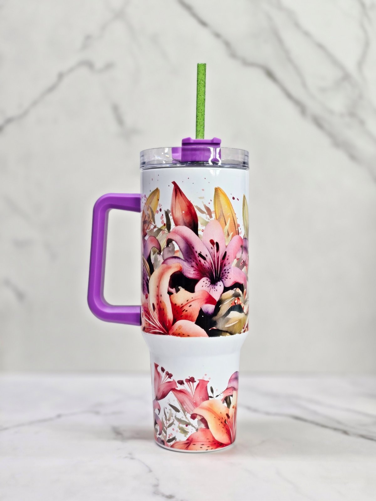 Lilly Blooms Stainless Steel Hot/Cold Tumbler | Royal Apple Berry