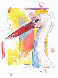 White stork print- A4 or A5 on 270gsm paper