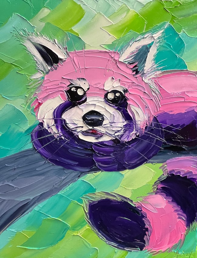 “Pastel Red Panda” 11”x14” oil on canvas