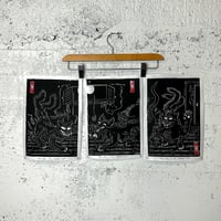 Image 1 of The Faithful Cat Linocut Triptych Print set