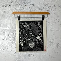 Image 1 of Minamoto no Yorimitsu Cuts off the Head of Shuten-Dōji Lino Print