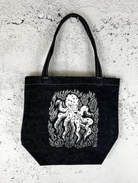 Image 1 of 16 oz Selvedge Denim Screen Printed Tote Bag