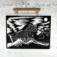 Image 1 of The Carp of My Dreams Lino Print