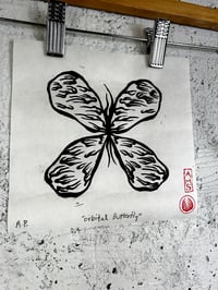 Image 2 of Orbital Butterfly Linocut Print