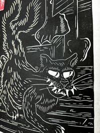 Image 2 of The Faithful Cat Linocut Triptych Print set
