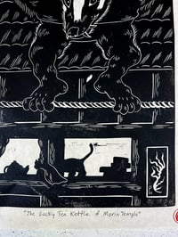 Image 2 of The Lucky Tea Kettle of Morin Temple Lino Print