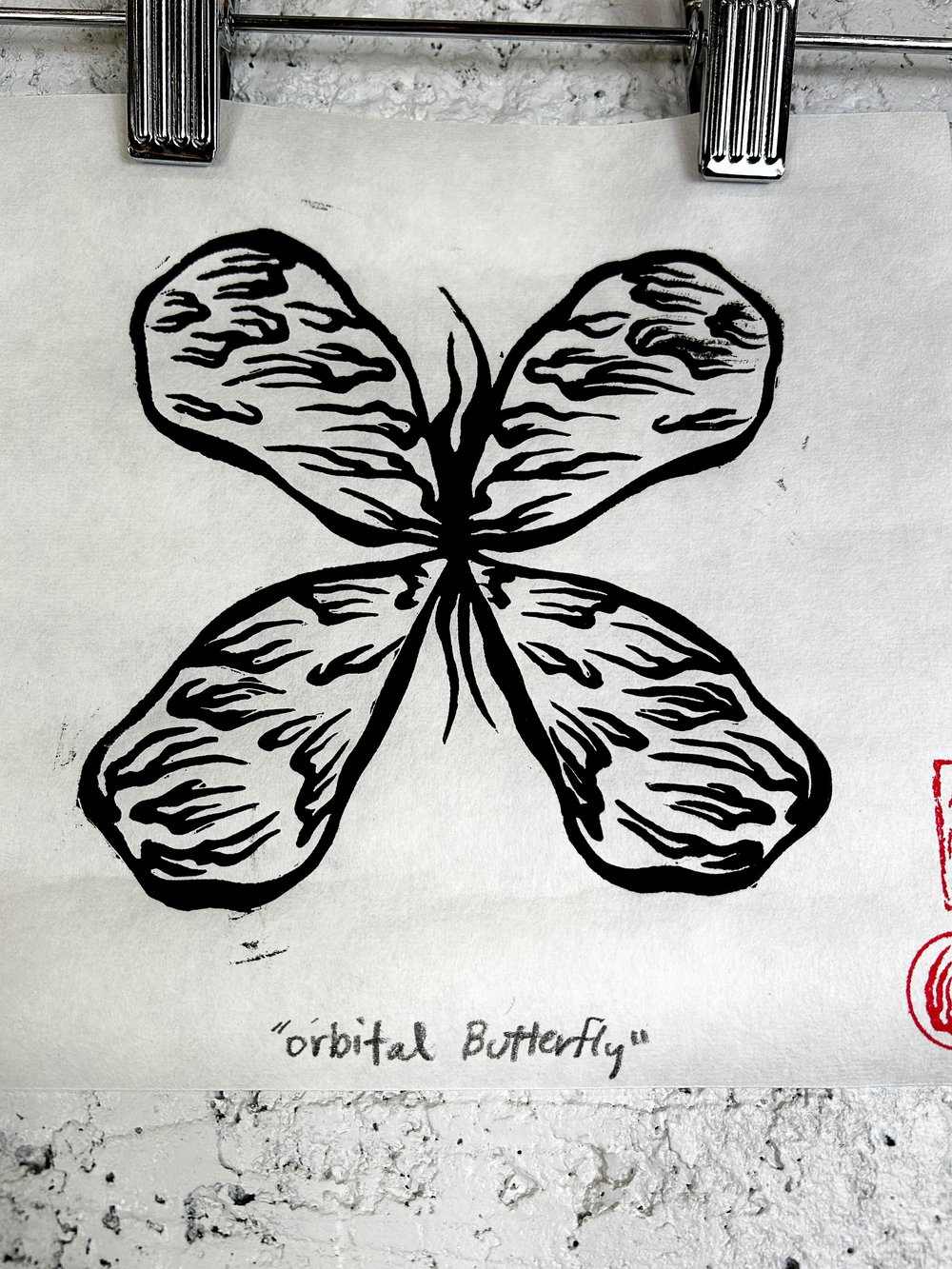 Orbital Butterfly Linocut Print