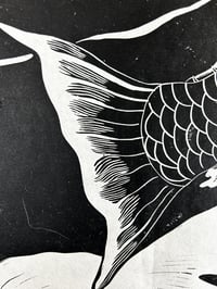 Image 3 of The Carp of My Dreams Lino Print