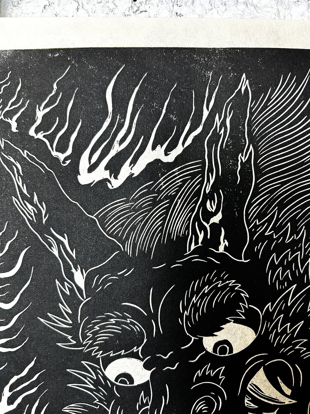 Minamoto no Yorimitsu Cuts off the Head of Shuten-Dōji Lino Print