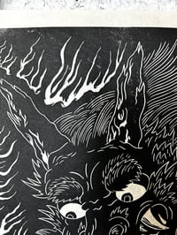 Image 3 of Minamoto no Yorimitsu Cuts off the Head of Shuten-Dōji Lino Print