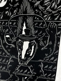 Image 3 of The Lucky Tea Kettle of Morin Temple Lino Print