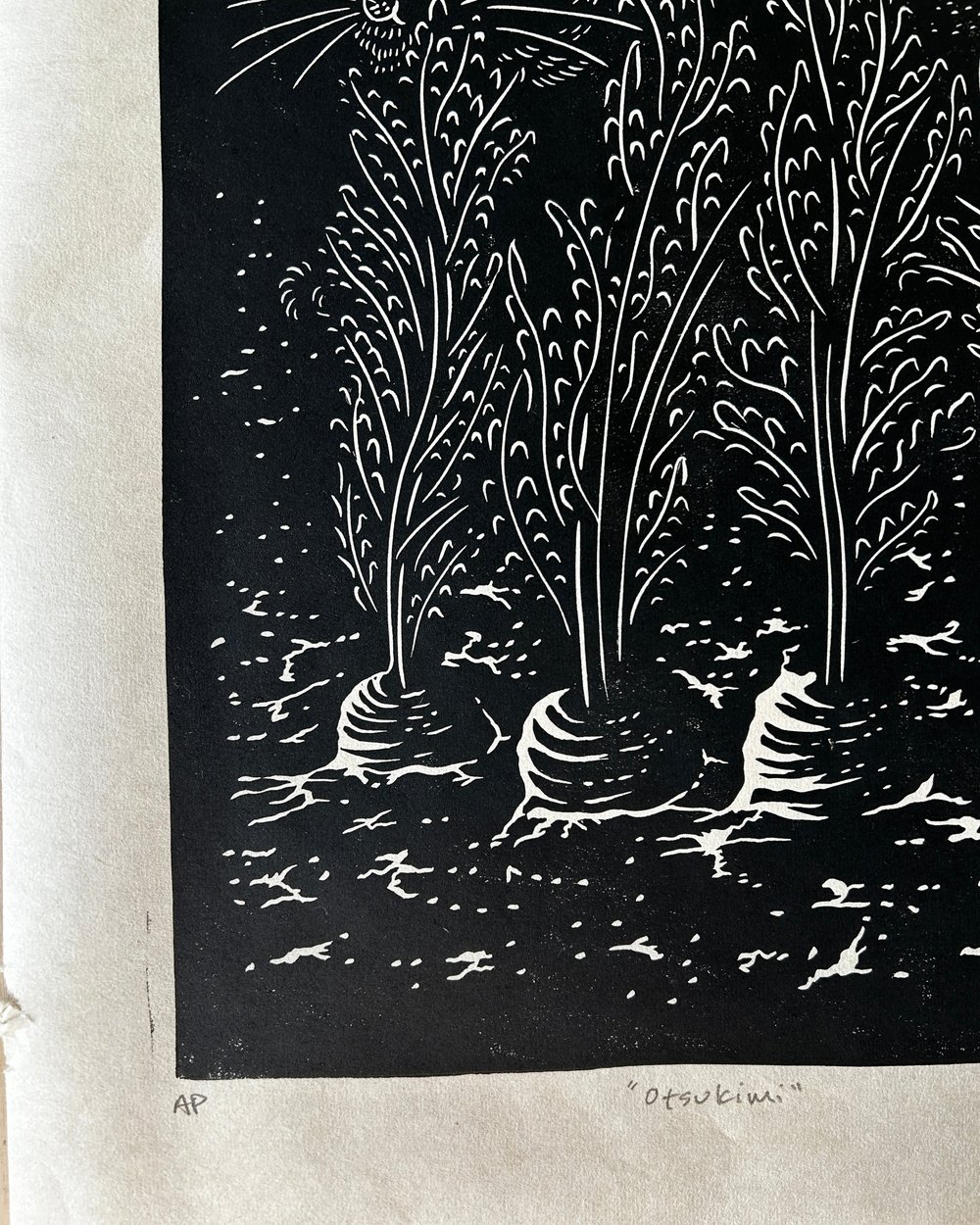 Otsukimi Rabbit Linocut Print