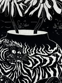 Image 4 of Tiger Vase Linocut Print