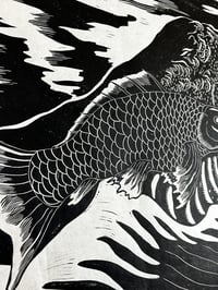 Image 4 of The Carp of My Dreams Lino Print