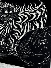 Image 5 of Tiger Vase Linocut Print