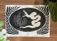 Image 1 of Snake and Flames Linocut Print