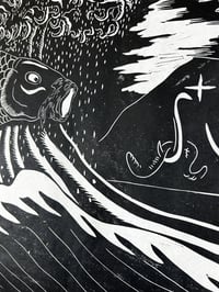 Image 5 of The Carp of My Dreams Lino Print
