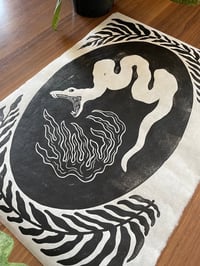 Image 2 of Snake and Flames Linocut Print