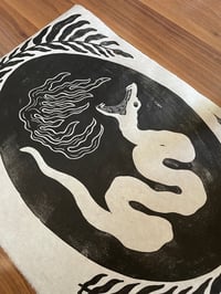 Image 3 of Snake and Flames Linocut Print