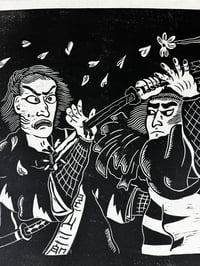 Image 5 of Sanzaburō vs. Banzaemon Lino Print
