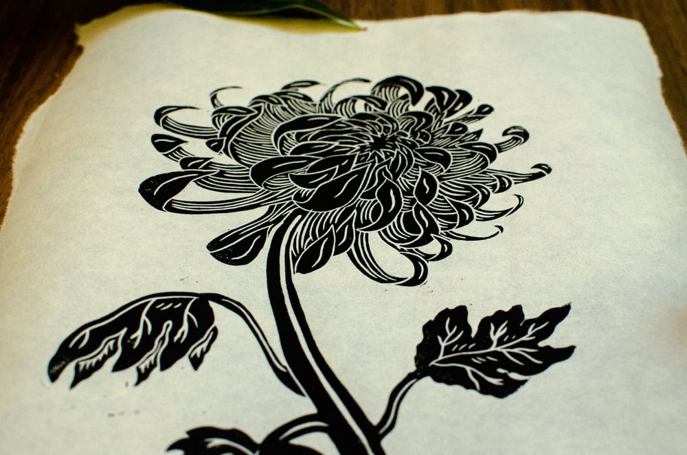 Chrysanthemum Blockprint (black)