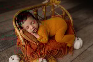 Image of Footed Romper and Bonnet Set - MUSTARD