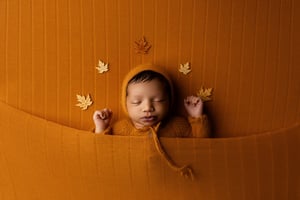 Image of Footed Romper and Bonnet Set - MUSTARD