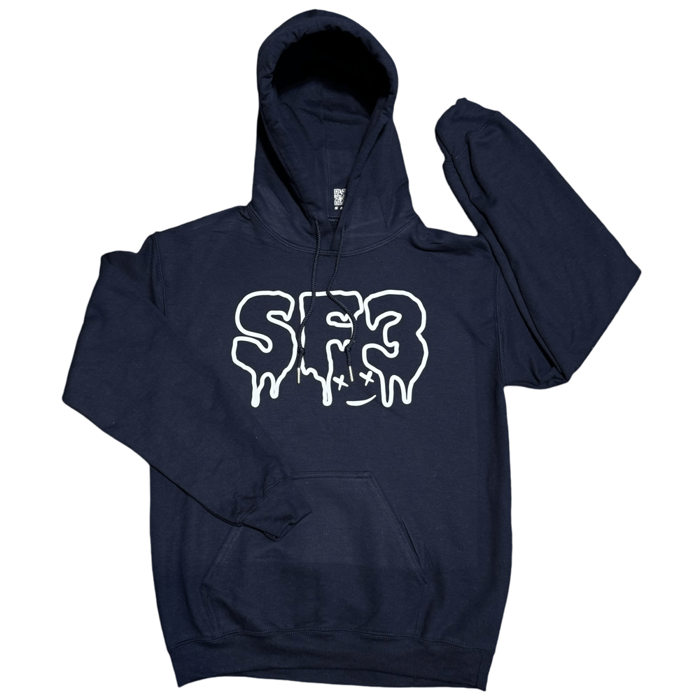 Navy Drippy Smile SF3 Hoodie/Crewneck