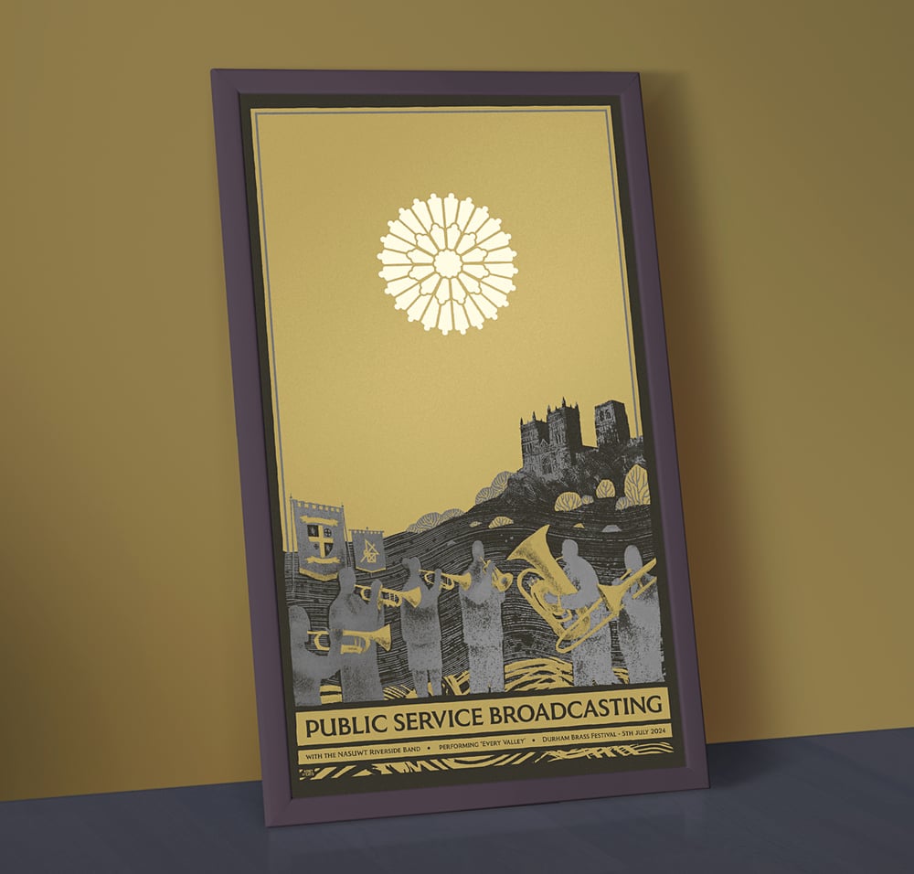 Image of Public Service Broadcasting - Durham Brass Festival 2024 - metallic ink silkscreen concert poster