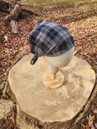 Image 1 of Navy & Grey Plaid Flannel Haircovering 