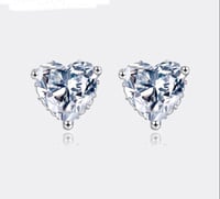 Image 2 of Classic Moissanite Heart Earrings