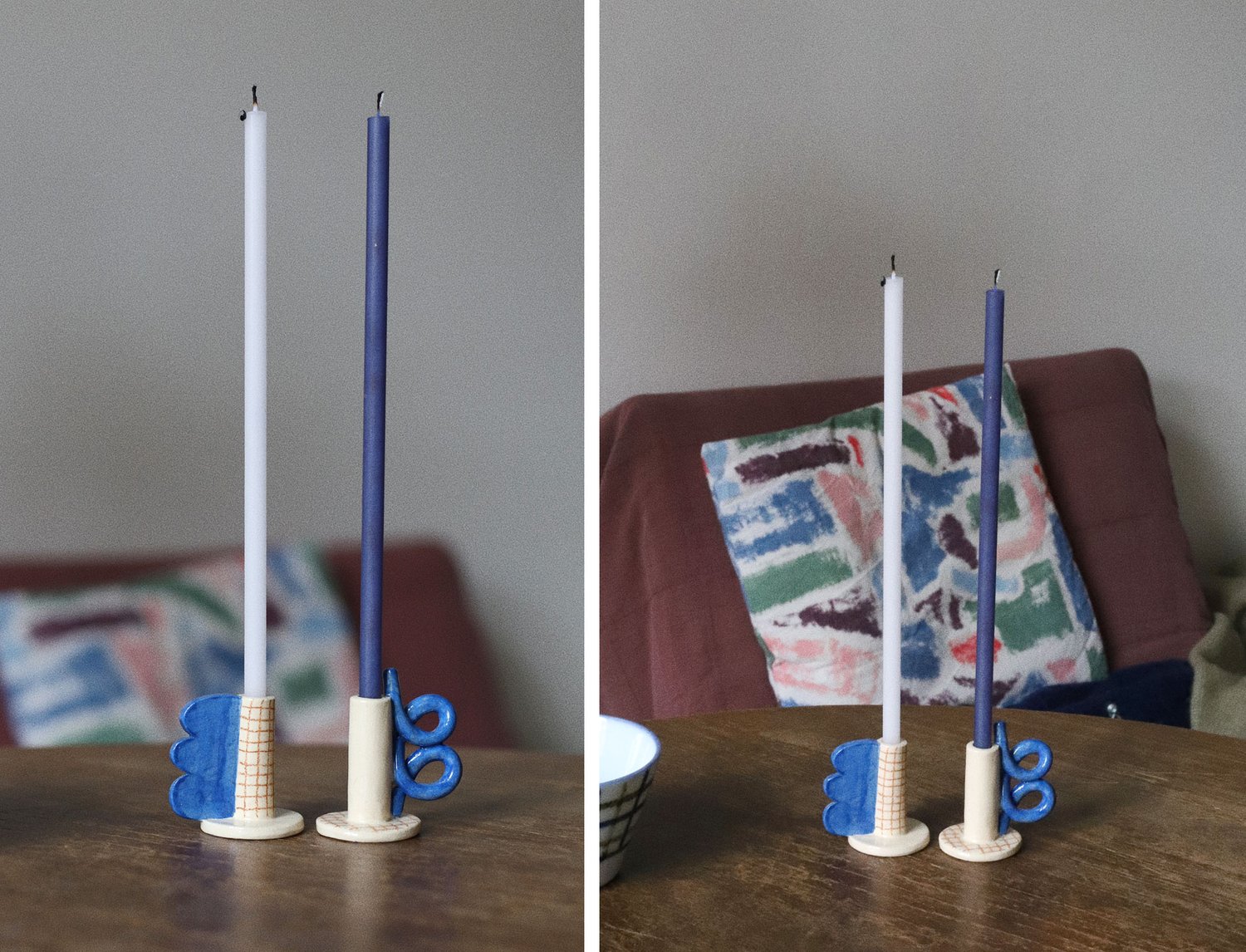 Image of BLUE SHAPE CANDLE HOLDER