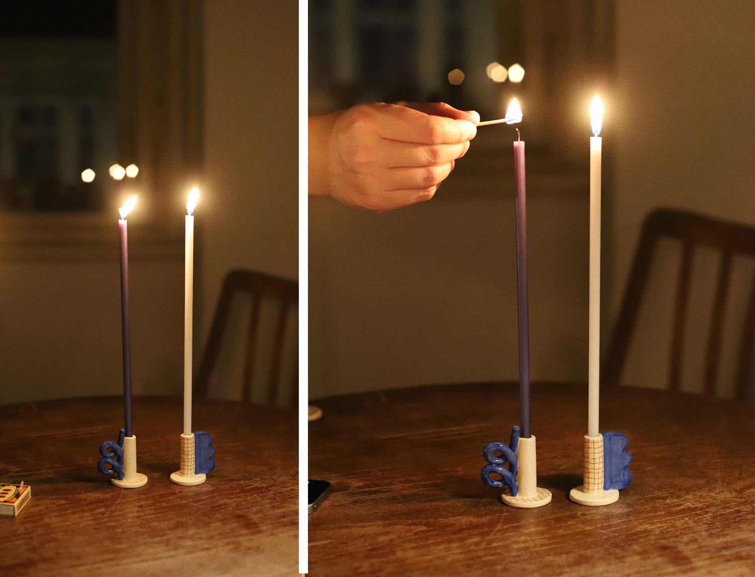 Image of BLUE SHAPE CANDLE HOLDER