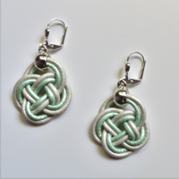 Image 1 of Celtic Knot Earrings in Woven Leather Cord