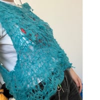 Image 2 of Blue distressed knitted vest
