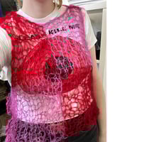 Image 2 of Red and pink mohair vest