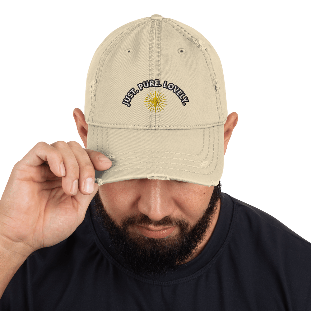 Image of "JUST. PURE. LOVELY." Distressed Dad Hat