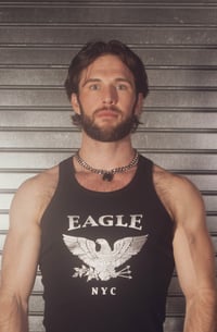 Image 1 of The Eagle NYC Black Rib Tank W/ Silver Gray Logo