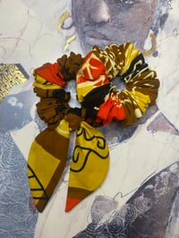 Image 2 of Brown Tribal Textile Afro Hair Scrunchie Set