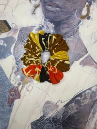 Image 3 of Brown Tribal Textile Afro Hair Scrunchie Set